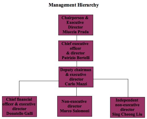 prada organizational structure|prada group management and control.